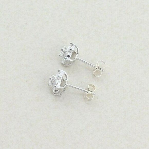Sterling Silver White CZ Earrings Stud Post Earrings Sparkly and Pretty - Picture 7 of 8
